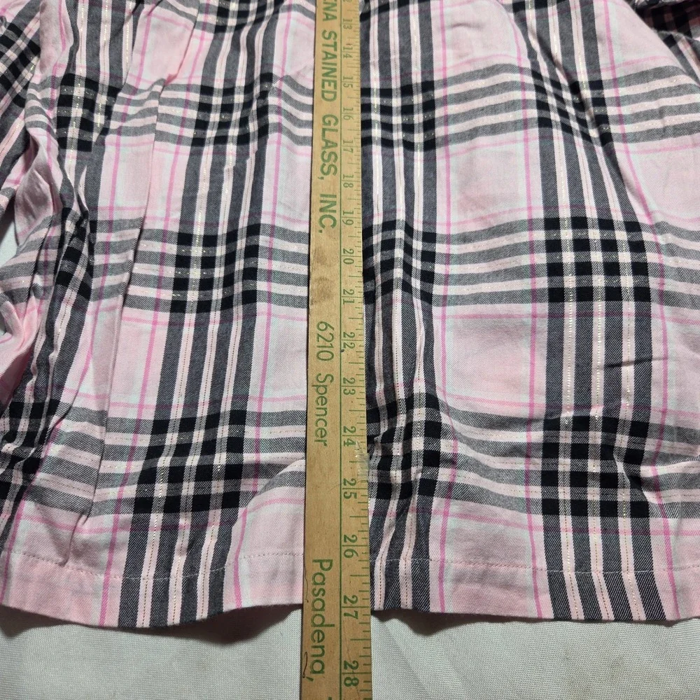 Victoria's Secret Pink Black Plaid Pajama Set Gold Lurex Y2K M Long Sleeve Pant